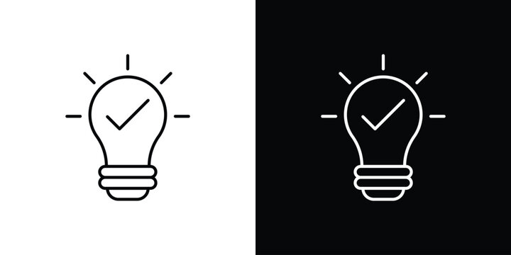 idea icon symbol black illustration set. line and flat designs