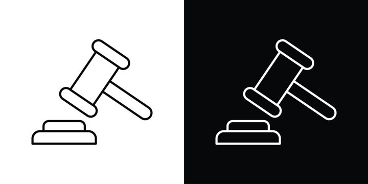 Law icon symbol black illustration set. line and flat designs