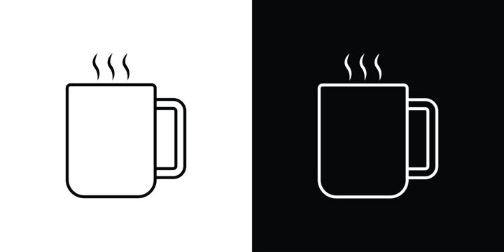 Mug icon symbol black illustration set. line and flat designs