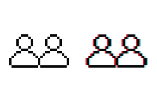 Users Group 8 bit vector icon for computer game, logo