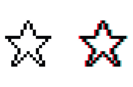 Star 8 bit vector icon for computer game, logo