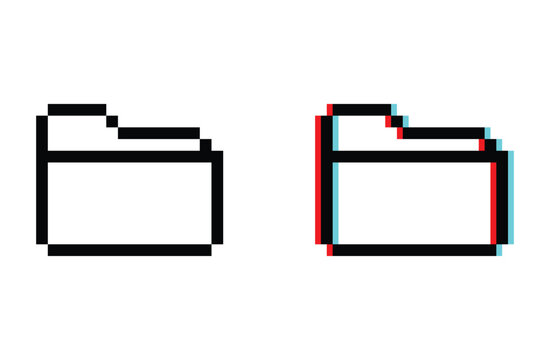 Folder 8 bit vector icon for computer game, logo