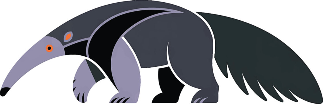 An illustration of an anteater standing alone in a natural landscape