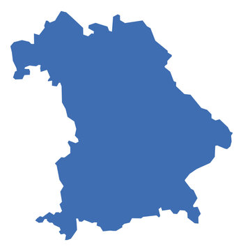 Bavaria state map filled with blue color on white background