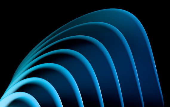 Futuristic 3D Render of Layered Neon Cyan Ellipse Rings with Gradient Glow on Dark Black Backdrop