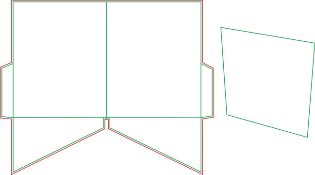 Corporate Presentation Folder Dieline Template with Two Pockets and Cut Lines for Packaging Design