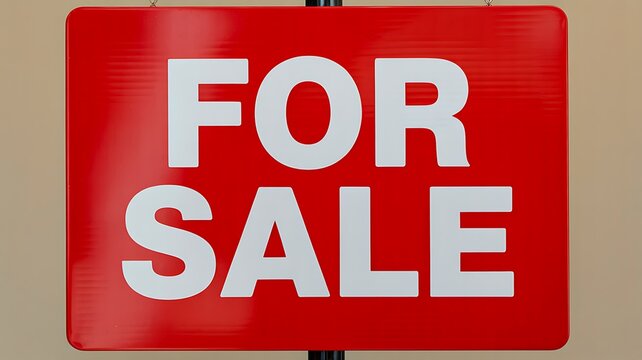 For sale sign isolated on red background property marketing concept