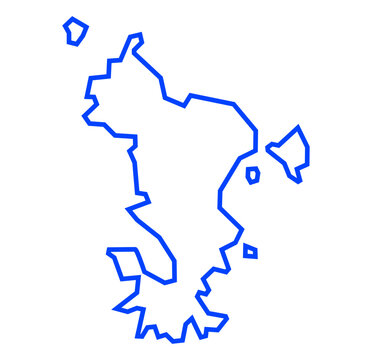 Mayotte island map with blue outline on white background