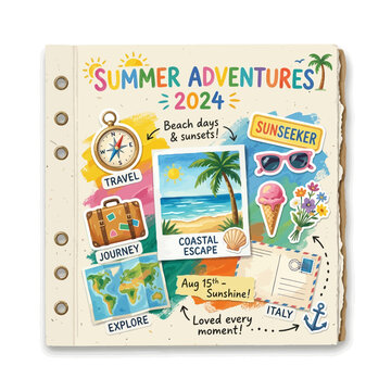 Summer Adventures 2024 Scrapbook: Travel, Beach, Vacation