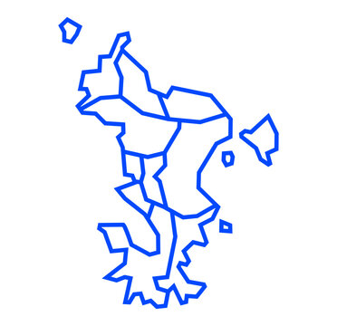 Mayotte island map with administrative commune outlines in blue