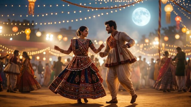 Vibrant Navratri Garba Celebration With Gujarati Couple