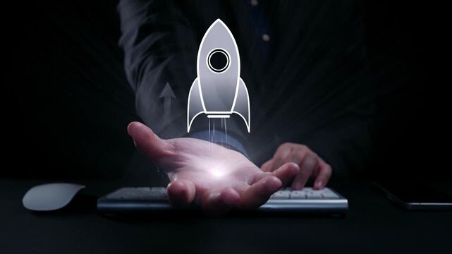 Startup launch and business growth concept, rocket symbolism, entrepreneurship, startup innovation, and early-stage success strategies for new business development and expansion. Elide