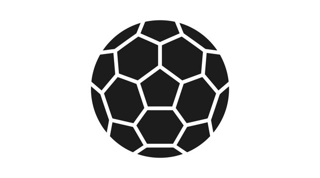 Soccer ball with pentagonal and hexagonal panels black and white silhouette