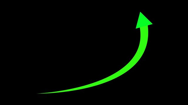 Business growth arrow and graph chart animation. Up arrow animation on black background