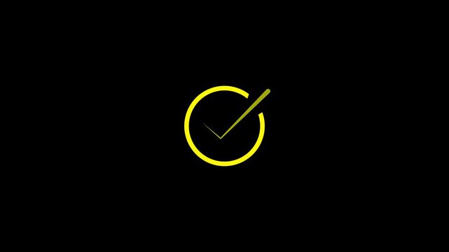 Yellow Minimalist Circular Check Mark Icon on Black Background &ndash; Approval and Verification Concept
