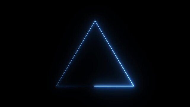 Abstract Dark Geometric Background with Blue Neon Triangle 4k animation light 