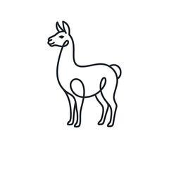 Fototapeta premium Minimalist continuous line drawing of a cute standing llama.
