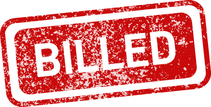 Red 'billed' stamp with stars financial transaction invoice payment confirmation graphic