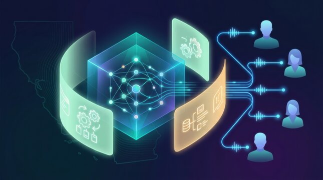 Automated decision making with data processing and user interaction, highlighting privacy concerns in technology.