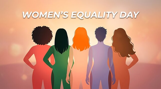 Colorful illustration of diverse women standing together for womens equality day celebration concept