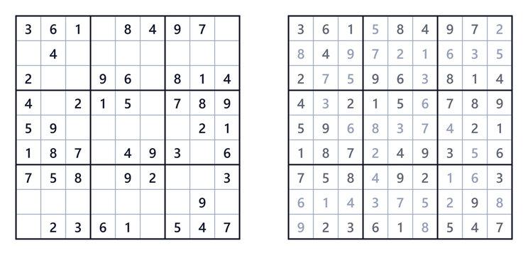 Black and white Sudoku worksheets with grid for training, easy level  