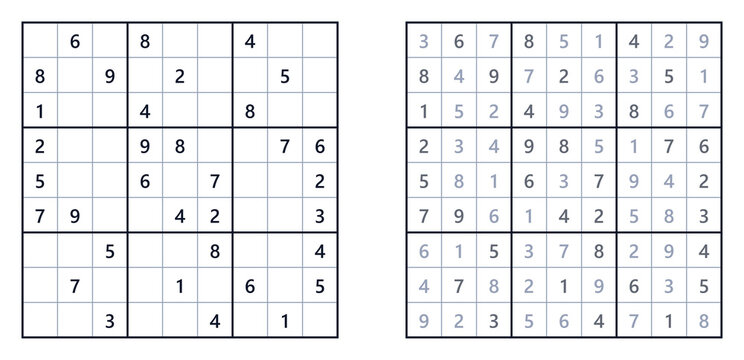Sudoku medium level black and white worksheet printable  