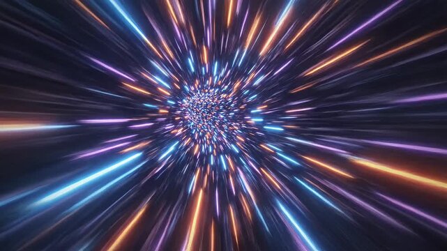 Abstract fast motion light trails in tunnel.