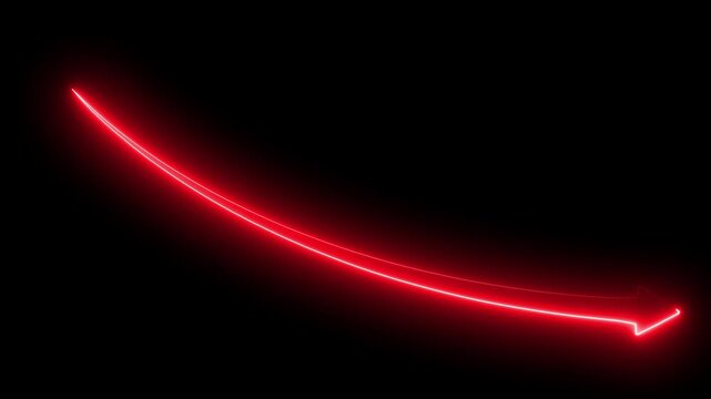 Global business line animation. Abstract glowing neon line business graph growth arrow to down arrow. Business graph chart with growing business concept. Abstract decreasing business graph chart icon