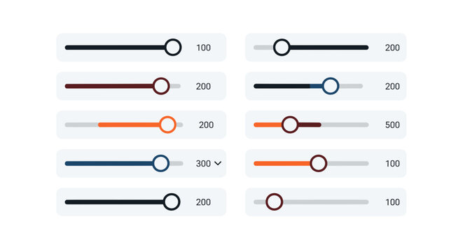 Set of UI sliders and controls for digital interfaces and web design