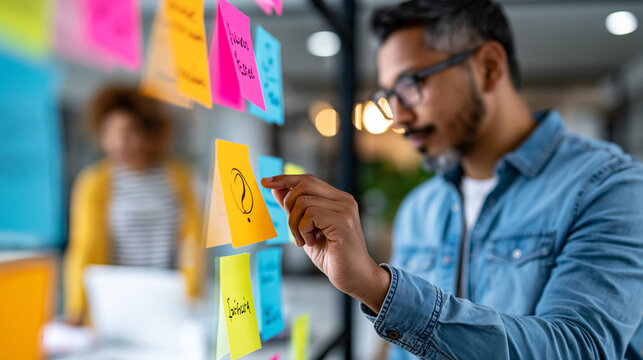 Anonymous QA team lead leading a retrospective meeting after a failed regression test cycle, agile quality improvement and team learning concept, faceless, defocused, with copy