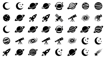 Collection of Space Icons and Symbols. © sur