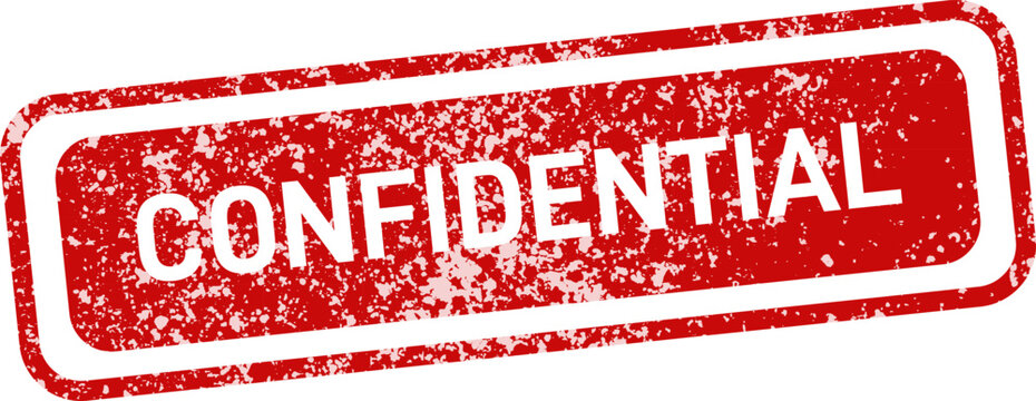 Confidential stamp graphic red circle with stars and distressed texture for sensitive documents