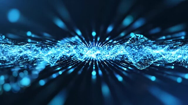 Blue energy streak horizontal light trail background