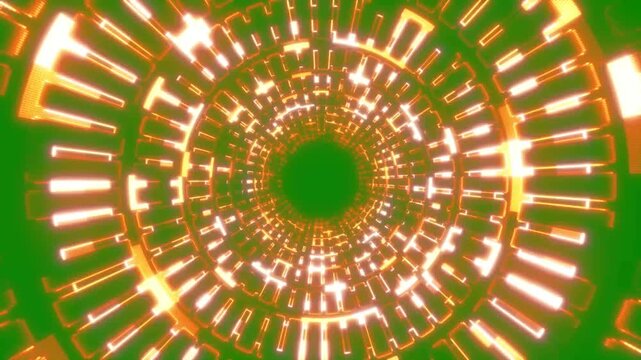Dynamic digital universe tunnel with radiant neon red particle trails and geometric light patterns, futuristic black background and endless hyperspeed loop in ultra hd 4k.