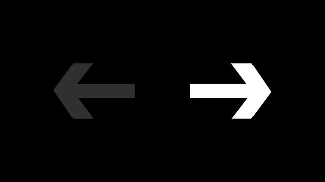Two simple arrow icons pointing in opposite directions with one white and one dark grey arrow on a solid black background for navigation and interface design