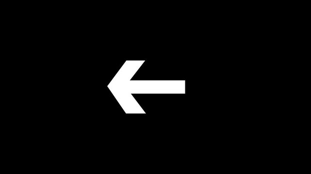 Simple white left arrow icon pointing to the left on a black background