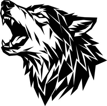 Sharp geometric wolf head howling mascot design with geometric, illustration
