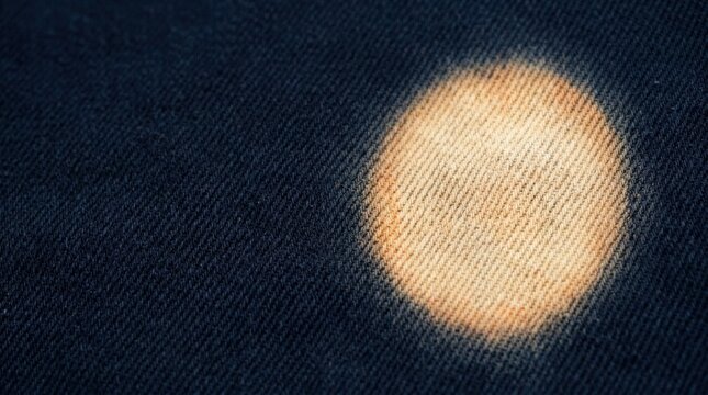 Denim fabric with sunspot effect and soft texture. Denim showcases sunspot contrast with deep blue background. Concept for fashion texture, fabric design, or textile industry applications.