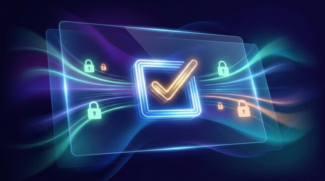 A consent checkbox with digital locks surrounding it, emphasizing security in data handling and privacy practices.