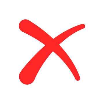 Red Cross Mark Hand Drawn X Icon for Rejection Error and Cancel Wrong Design