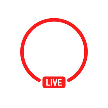 Red Live Streaming Avatar Frame Circle Border with LIVE Badge for Social Media Profile Design