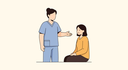 Fototapeta premium Nurse consulting with patient, healthcare, medical consultation, doctor and woman