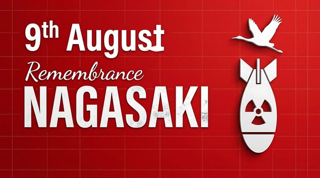 Remembrance day poster for august ninth nagasaki with bomb and bird illustration design
