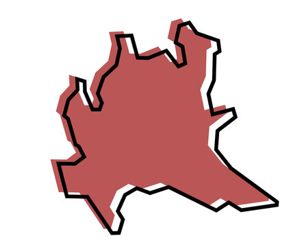 Lombardy region map with creative offset outline design