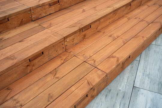 Wooden deck steps and flooring detail