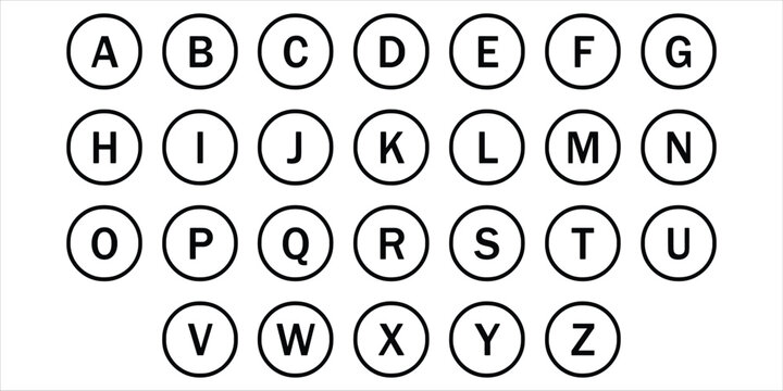 Alphabet Letters A to Z in Circular Frames on White Background illustration vector