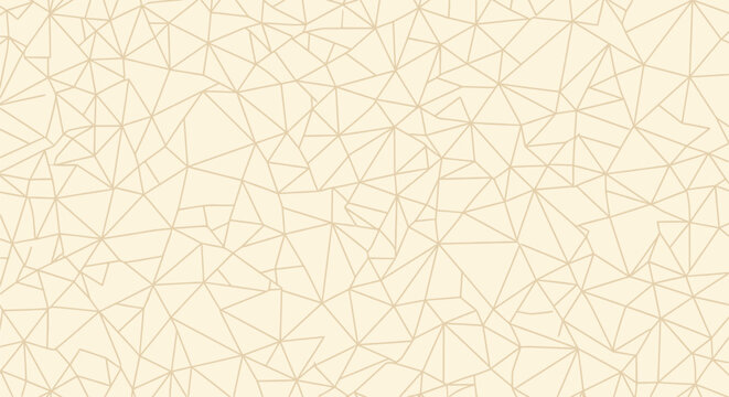 Abstract irregular geometric triangle pattern on pale beige background, fine line network texture.