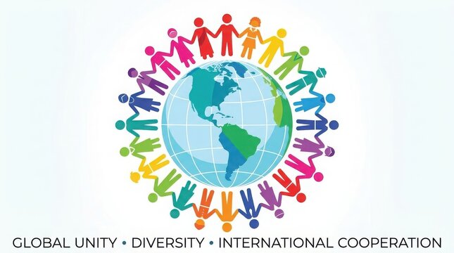 Global unity and international cooperation concept