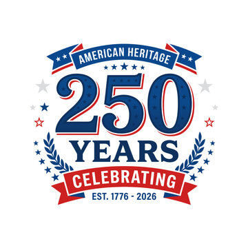 American heritage 250 years celebrating logo, 1776 - 2026