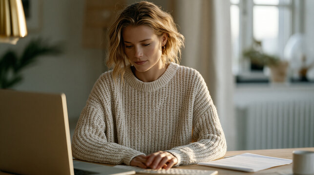Remote exam candidate at a minimalist desk in a home setting prepares for a proctoring session, adjusting a secondary webcam angle as an identity verification prompt loads on